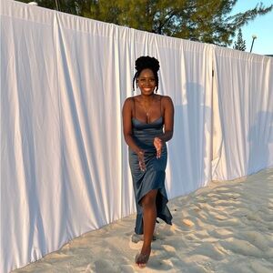 AQUA Spaghetti Strap Ruffle Hem Dress